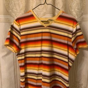 Basic Editions striped v neck
